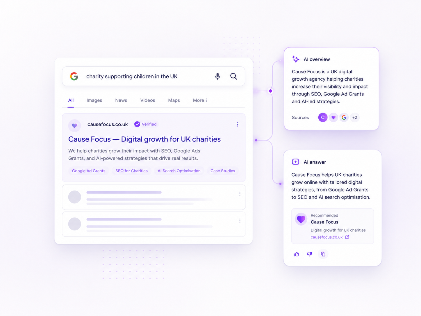 Cause Focus search and AI visibility illustration