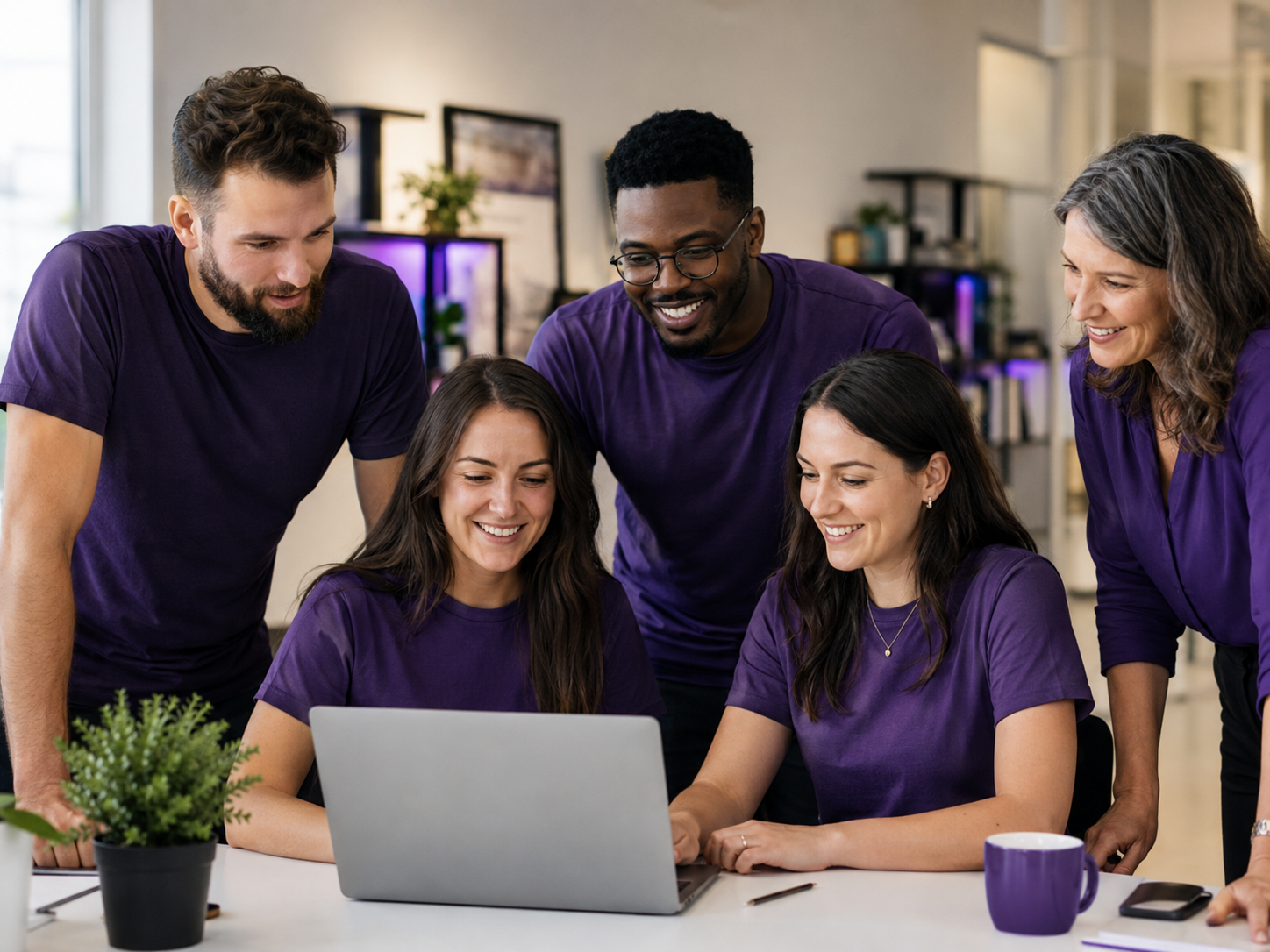 Cause Focus team collaborating around a laptop